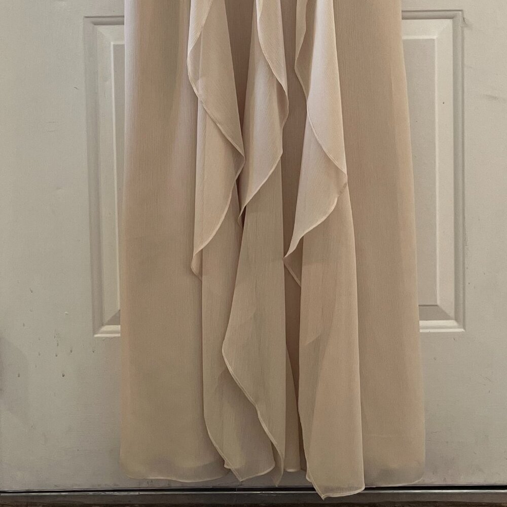 Vera Wang White Chiffon Cascading Skirt Plus-Size Event Maxi Dress Sz 14 - Picture 3 of 12